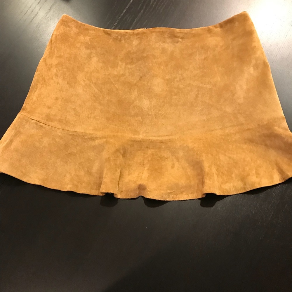 Leather / suede ruffle skirt